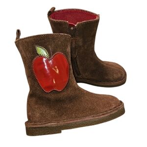 BabyGAP Brown Suede Leather Boots Red Apple Toddler Size 6
